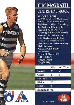 1995 Select AFL #55 Tim McGrath Back
